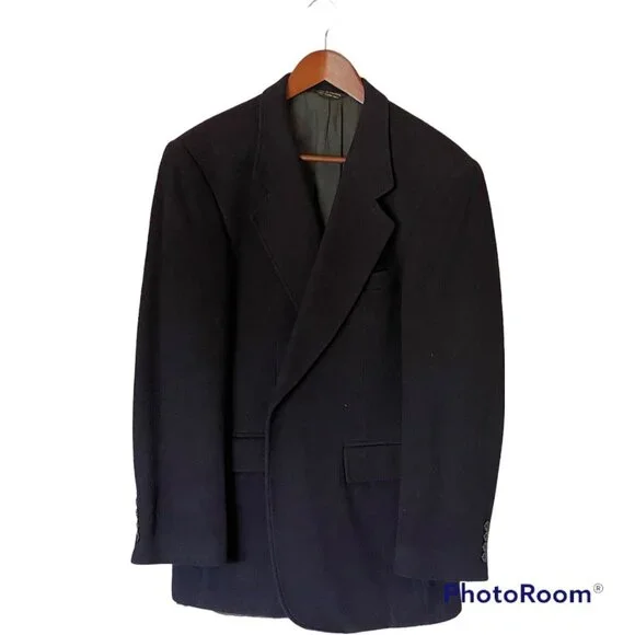 J. B. Britton Collection Navy Camel Hair Blazer Men's 42L Jacket Vintage - Picture 9 of 14